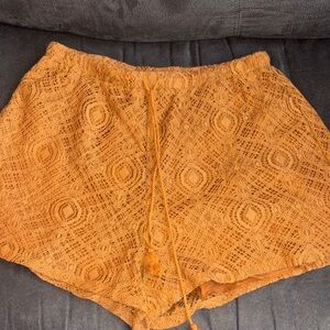 Lost + Wander Orange High Waist Lace Shorts 🩳